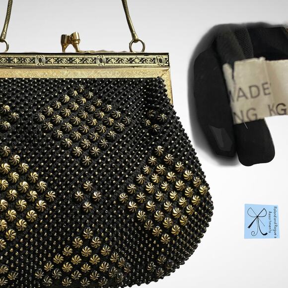 No Brand Made in Hong Kong Vintage Beaded Handbag Wristlet Purse - Picture 1 of 9